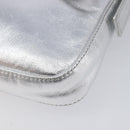 FENDI Mamma Baguette Shoulder Bag Leather Silver Auth am13032SAM-10