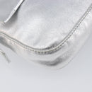 FENDI Mamma Baguette Shoulder Bag Leather Silver Auth am13032SAM-11