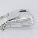 FENDI Mamma Baguette Shoulder Bag Leather Silver Auth am13032SAM-5