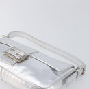 FENDI Mamma Baguette Shoulder Bag Leather Silver Auth am13032SAM-8
