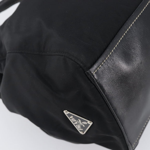 PRADA Shoulder Tote Bag Nylon Black Silver Auth am13033V
