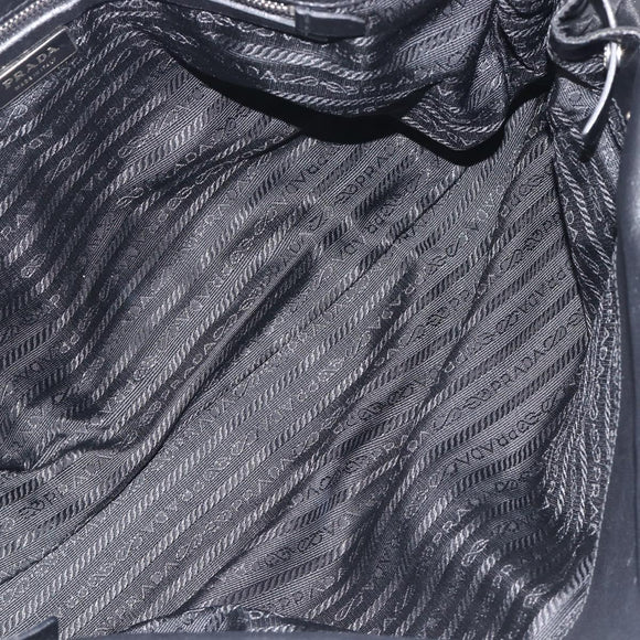 PRADA Shoulder Tote Bag Nylon Black Silver Auth am13033V