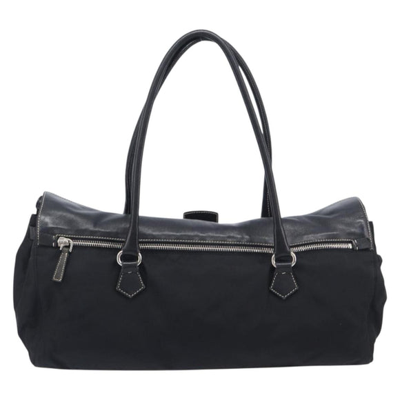 PRADA Shoulder Tote Bag Nylon Black Silver Auth am13033V