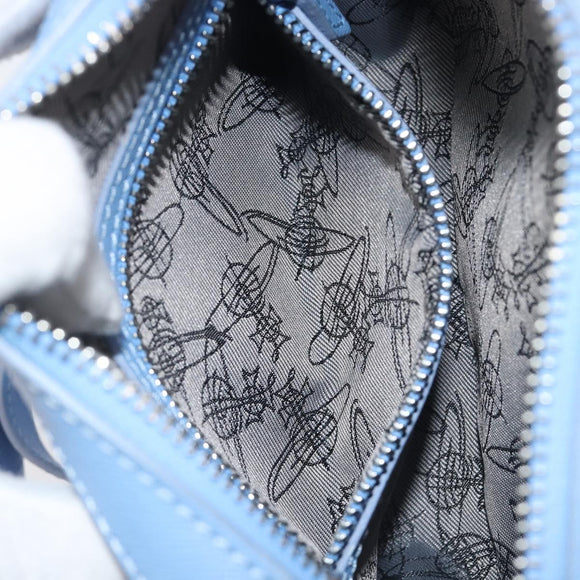 Vivienne Westwood Shoulder Bag Leather Light Blue Silver Auth am13035V