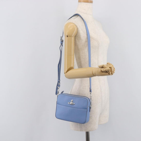 Vivienne Westwood Shoulder Bag Leather Light Blue Silver Auth am13035V