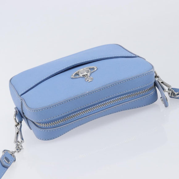 Vivienne Westwood Shoulder Bag Leather Light Blue Silver Auth am13035V