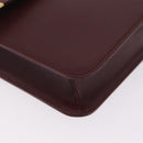 Cartier Clutch Bag Leather Bordeaux Gold Tone Auth am13042V-10
