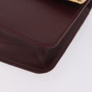 Cartier Clutch Bag Leather Bordeaux Gold Tone Auth am13042V-11