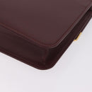 Cartier Clutch Bag Leather Bordeaux Gold Tone Auth am13042V-13