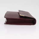 Cartier Clutch Bag Leather Bordeaux Gold Tone Auth am13042V-4