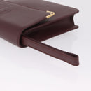 Cartier Clutch Bag Leather Bordeaux Gold Tone Auth am13042V-7