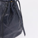 Miu Miu VITELLO LUX Hand Bag Leather Navy Gold Tone Auth am13043V-18
