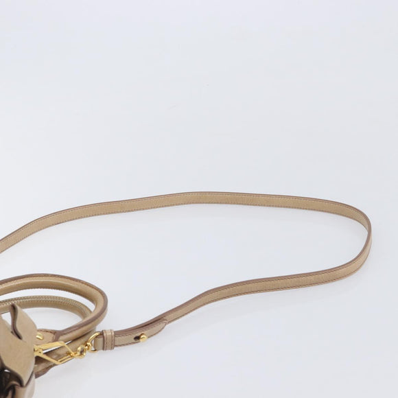 Miu Miu Side Ribbon Hand Bag Leather Beige Gold Tone Auth am13045V