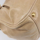 Miu Miu Side Ribbon Hand Bag Leather Beige Gold Tone Auth am13045V-16