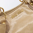 Miu Miu Side Ribbon Hand Bag Leather Beige Gold Tone Auth am13045V-18