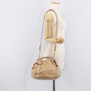 Miu Miu Side Ribbon Hand Bag Leather Beige Gold Tone Auth am13045V-28
