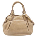 Miu Miu Side Ribbon Hand Bag Leather Beige Gold Tone Auth am13045V-3