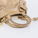 Miu Miu Side Ribbon Hand Bag Leather Beige Gold Tone Auth am13045V-7