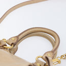 Miu Miu Side Ribbon Hand Bag Leather Beige Gold Tone Auth am13045V-8