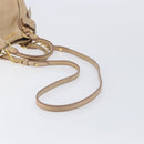 Miu Miu Side Ribbon Hand Bag Leather Beige Gold Tone Auth am13045V-9