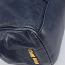 Miu Miu Lady Rock Shoulder Hand Bag Leather Navy Gold Tone Auth am13046V-11