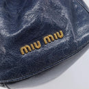 Miu Miu Lady Rock Shoulder Hand Bag Leather Navy Gold Tone Auth am13046V-14