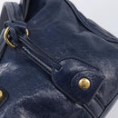 Miu Miu Lady Rock Shoulder Hand Bag Leather Navy Gold Tone Auth am13046V-15