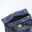 Miu Miu Lady Rock Shoulder Hand Bag Leather Navy Gold Tone Auth am13046V-20