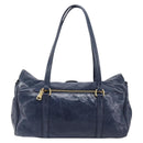 Miu Miu Lady Rock Shoulder Hand Bag Leather Navy Gold Tone Auth am13046V-3