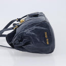 Miu Miu Lady Rock Shoulder Hand Bag Leather Navy Gold Tone Auth am13046V-5
