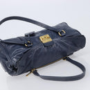 Miu Miu Lady Rock Shoulder Hand Bag Leather Navy Gold Tone Auth am13046V-6