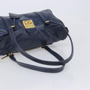 Miu Miu Lady Rock Shoulder Hand Bag Leather Navy Gold Tone Auth am13046V-7