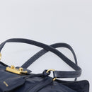 Miu Miu Lady Rock Shoulder Hand Bag Leather Navy Gold Tone Auth am13046V-8