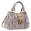 Miu Miu Matelasse Lady Lock Shoulder Hand Bag Leather Beige Gold Auth am13048V-1