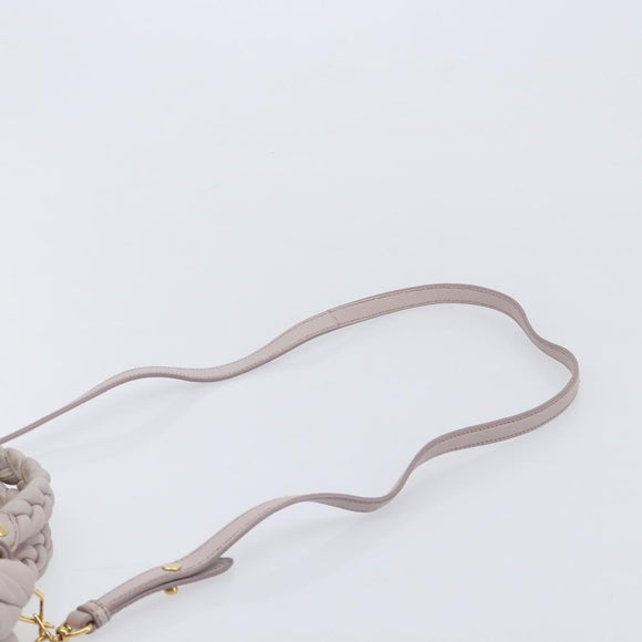 Miu Miu Matelasse Lady Lock Shoulder Hand Bag Leather Beige Gold Auth am13048V