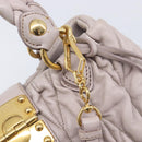 Miu Miu Matelasse Lady Lock Shoulder Hand Bag Leather Beige Gold Auth am13048V-19