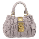 Miu Miu Matelasse Lady Lock Shoulder Hand Bag Leather Beige Gold Auth am13048V-2