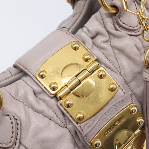 Miu Miu Matelasse Lady Lock Shoulder Hand Bag Leather Beige Gold Auth am13048V