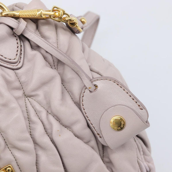 Miu Miu Matelasse Lady Lock Shoulder Hand Bag Leather Beige Gold Auth am13048V