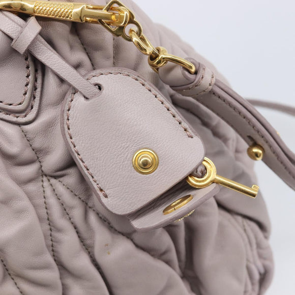 Miu Miu Matelasse Lady Lock Shoulder Hand Bag Leather Beige Gold Auth am13048V