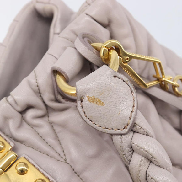 Miu Miu Matelasse Lady Lock Shoulder Hand Bag Leather Beige Gold Auth am13048V