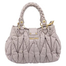 Miu Miu Matelasse Lady Lock Shoulder Hand Bag Leather Beige Gold Auth am13048V-3