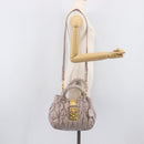 Miu Miu Matelasse Lady Lock Shoulder Hand Bag Leather Beige Gold Auth am13048V-33