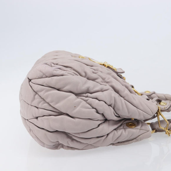 Miu Miu Matelasse Lady Lock Shoulder Hand Bag Leather Beige Gold Auth am13048V