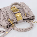 Miu Miu Matelasse Lady Lock Shoulder Hand Bag Leather Beige Gold Auth am13048V-6