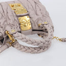 Miu Miu Matelasse Lady Lock Shoulder Hand Bag Leather Beige Gold Auth am13048V-7