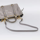 Miu Miu Vitterodino Side Ribbon Hand Bag Leather Gray Gold RN0893 Auth am13049V-11