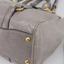 Miu Miu Vitterodino Side Ribbon Hand Bag Leather Gray Gold RN0893 Auth am13049V-16