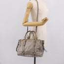 Miu Miu Vitterodino Side Ribbon Hand Bag Leather Gray Gold RN0893 Auth am13049V-31