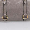 Miu Miu Vitterodino Side Ribbon Hand Bag Leather Gray Gold RN0893 Auth am13049V-4